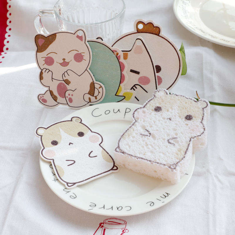 超柔软海绵块擦洗可爱清洁压缩木浆海绵