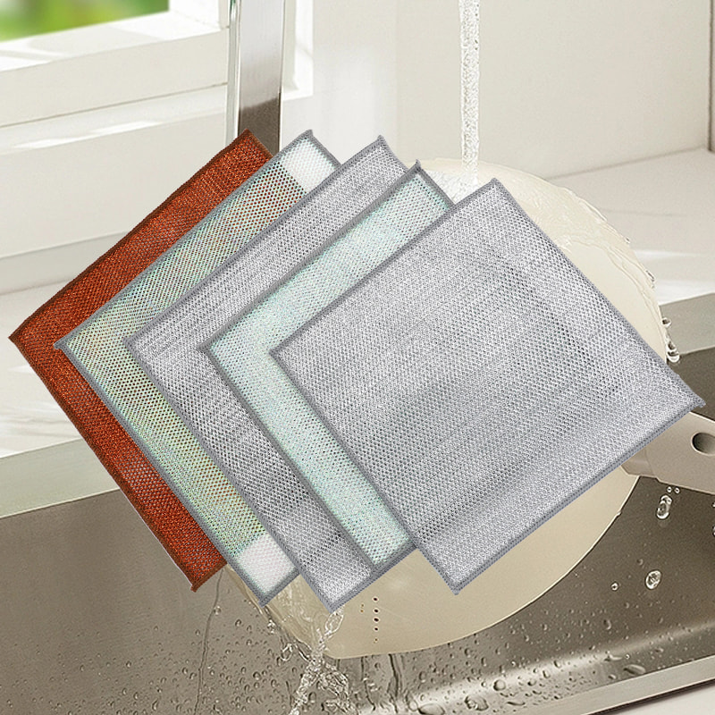 青铜色清洁布双面银线洗碗布