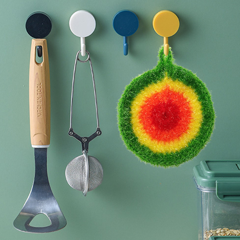 亚克力洗碗巾 厨房无油涤纶洗碗布 手工钩编洗碗布